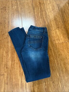 Miss Me Dark Blue Skinny Jeans with Back Zip Pocket